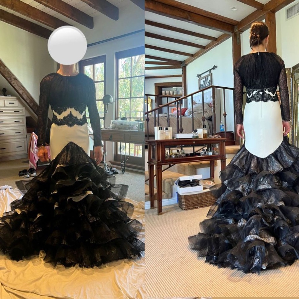 Costume made haute couture black and white multi layers